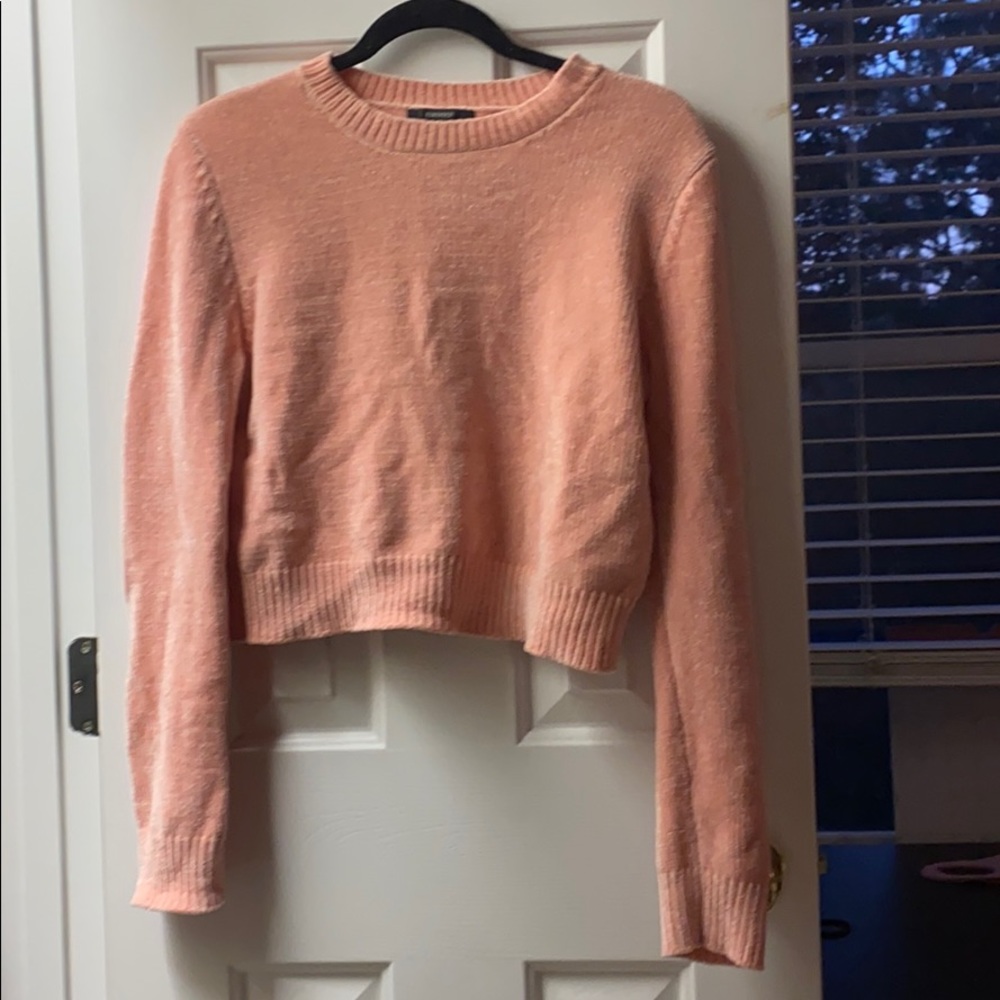 Baby pink chenille cropped sweater